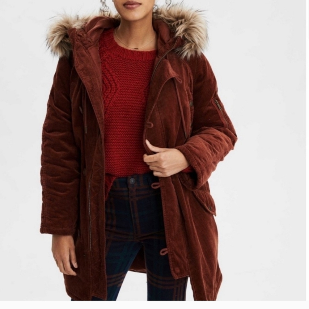 American Eagle Outfitters Corduroy Hooded Parka